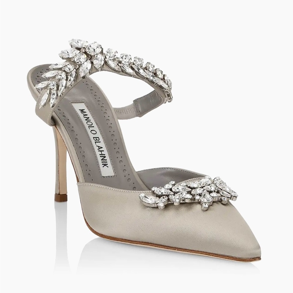 Manolo Blahnik Silver Embellished Heels